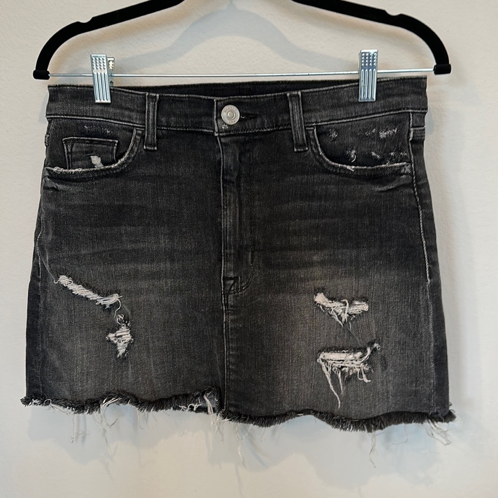 Hudson Charcoal Distressed Denim Skirt